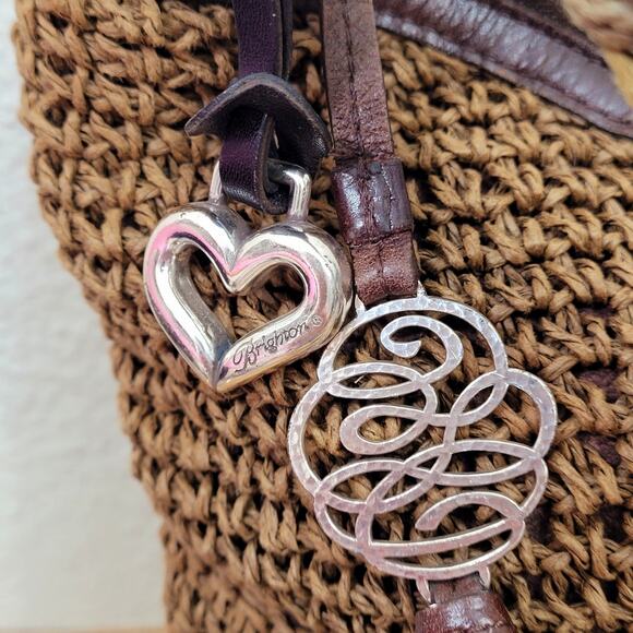 Brighton Barbados Crochet Leather Purse Raffia Handbag Boho Retro Style - Picture 12 of 15